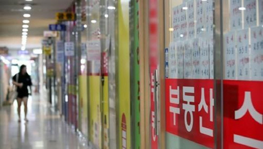 분양가상한제 시행 풍선효과로 준공 5년 이하 새 아파트 가격이 뛰고 있다. 사진은 서울지역의 한 공인중개업소 전경.<연합뉴스>